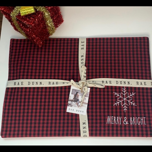 Rae Dunn MERRY & BRIGHT Embroidered Placemats 🎄- set of 4 🎄- CHRISTMAS EDITION